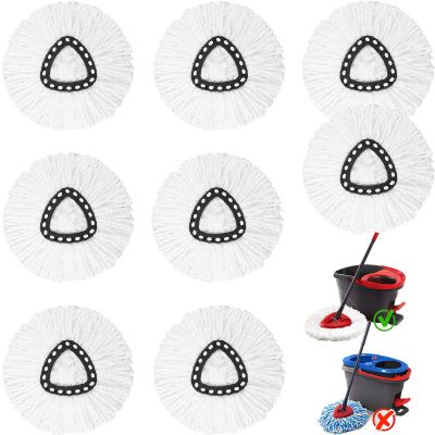 8 Pack Spin Mop Replacement Heads, 100% Microfiber Spin Mop Refill for Easy Wring Compatible with Triangle Spin Mop, 360 Degree Spinning Mop Replace Head for Floor Cleaning