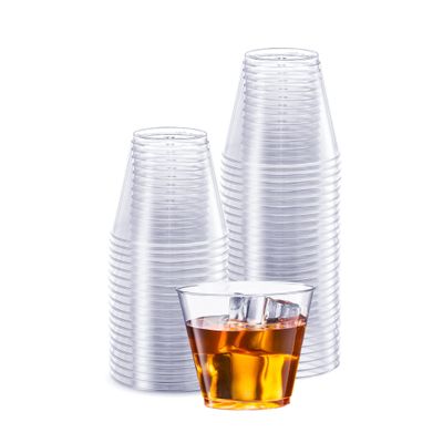 SETUP 5 oz Clear Hard Plastic Shot Glasses [100 Count] Small Disposable Shot Cups for Cocktails & Parties