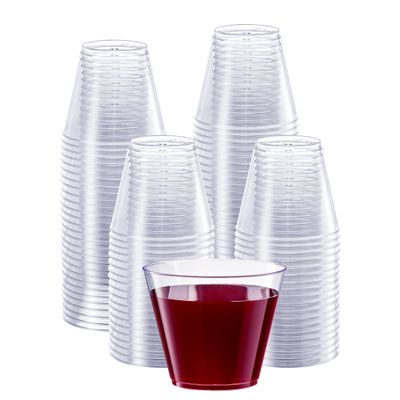 SETUP 9 oz Clear Hard Plastic Shot Glasses [200 Count] Small Disposable Shot Cups for Cocktails & Parties