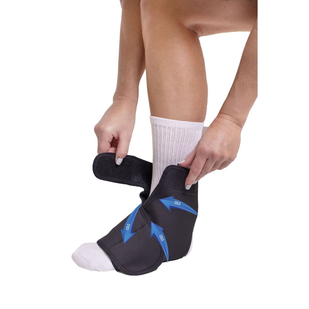 Ankle and Foot Reusable Gel Ice Pack Wrap for Achilles Tendonitis, Plantar Fasciitis, Sprains, Swelling, Post Surgery Relief by Brace Direct (S/M: US Shoe Men 10, Women 11)