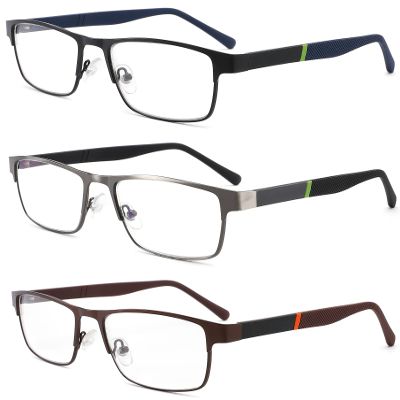3-Pack Reading Glasses for Men Blue Light Blocking Trendy Metal Frame Computer Readers Antieye Strain/glare Uv Ray Filter Eyeglasses(+3.75 magnification Strength)