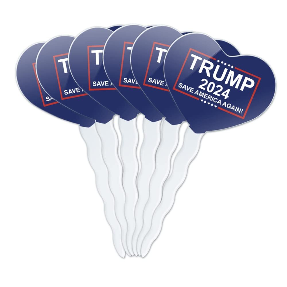 GRAPHICS & MORE Trump 2024 Heart Love Cupcake Picks Toppers Decoration Set of 6