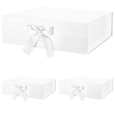 BLK&WH Large White Gift Boxes with Lids- 3 Extra Large Boxes, 16.3x14.2x5 Inches, Perfect for Presents, Bridesmaid Proposals, Big Gifts and Clothes
