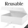 BLK&WH Extra Large Gift Box with Ribbon - 16.3x14.2x5 Inches, White Bridesmaid Proposal Box for Large Gifts view 3