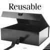 BLK&WH Extra Large Gift Box with Ribbon - 16.3x14.2x5 Inches, Black Groomsman Proposal Box for Large Gifts and Clothes (Glossy) view 3