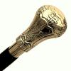 Riyex Vintage Brass Knob Handle Walking Cane Replica of Bat Masterson Knob Cane Handmade Vintage Wooden Walking Stick, Perfect for Men & Women - Gold Finish view 2