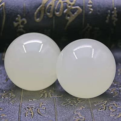 1Pair 50mm Natural Jade Baoding Ball Fitness Handball Quartz Sphere Relaxation Hand Wrist Exercise Massage Therapy Healing Stone Lucky Crystal (Color : Ice Afghani Jade)