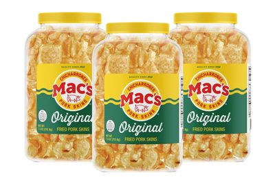 Mac's Original Pork Skin Canisters, Organic, Gluten Free, Zero Carbs, Keto Friendly Snacks, 7.5oz (Pack of 3)