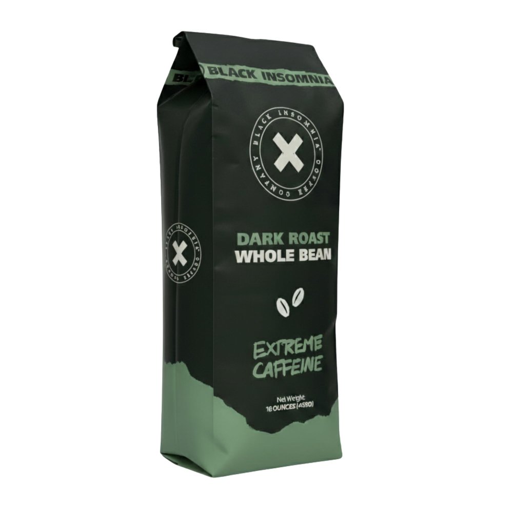 Black Insomnia Coffee Dark Roast Whole Bean - Strongest Coffee In The World - 1lb Bag