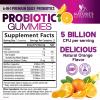 Probiotics for Digestive Health Gummies 5 Billion CFU - 6 Unique Strains for Daily Immune Support & Gut Health, Constipation, Gas & Bloating - Best Probiotic Supplement for Women & Men - 60 Gummies view 2