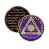 7 Year Sobriety Coin | Triplate AA Chip Recovery Anniversary Token (Purple) view 1