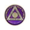 7 Year Sobriety Coin | Triplate AA Chip Recovery Anniversary Token (Purple) view 2