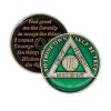7 Year Sobriety Coin | Triplate AA Chip Recovery Anniversary Token (Green) view 1