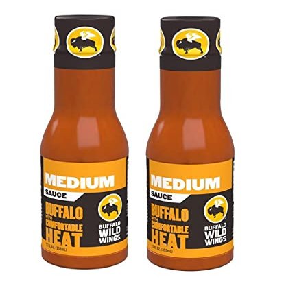 Medium Sauce Buffalo with Comfortable Heat - 2 Bottles 12 fl.oz (355g) each. By Buffalo Wild Wings