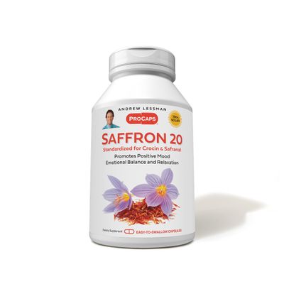 ANDREW LESSMAN Saffron 20mg - 120 Capsules - Standardized Extract. Promotes Positive Mood and Emotional Balance. Relaxation and Quality Sleep. No Additives. Small Easy to Swallow Capsules.
