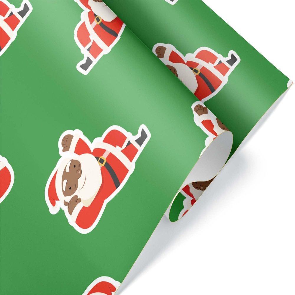 Cute African American Christmas Wrapping Paper, Premium Black Santa X-mas Gift Wrap, Inclusive Holiday Party Decoration Decor (12 foot x 30 inch roll)