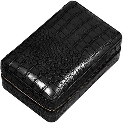 HongLianRiven Cigar Box Humidor Leather Cigar Storage Box, Cedar Wood Lined Cigar Humidor, Portable Travel Humidor with Dropper (Color : Black Crocodile Leather)