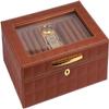 HongLianRiven Cigar Box Humidor Cigar Storage Box, Cigar Humidor, Cigar Box with Clear Glass and Removable Humidifier Hygrometer (Color : Brown) view 2