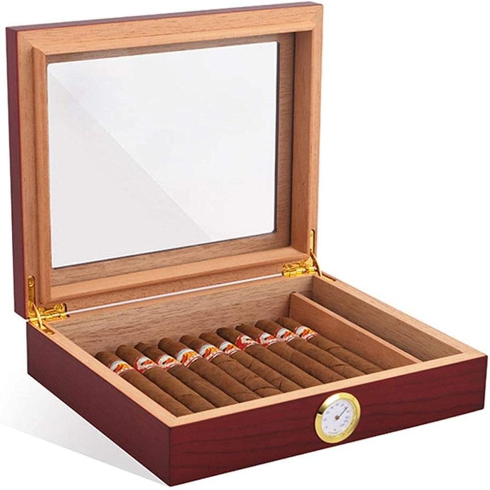 Cigar Box Humidor Cigar Humidor, Cigar Storage Box with High Transparency Skylight, Wooden Cigar Box