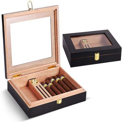 HongLianRiven Cigar Box Humidor Cigar Humidor, Cedar Wood Cigar Storage Box, Portable Travel Cigar Display Box