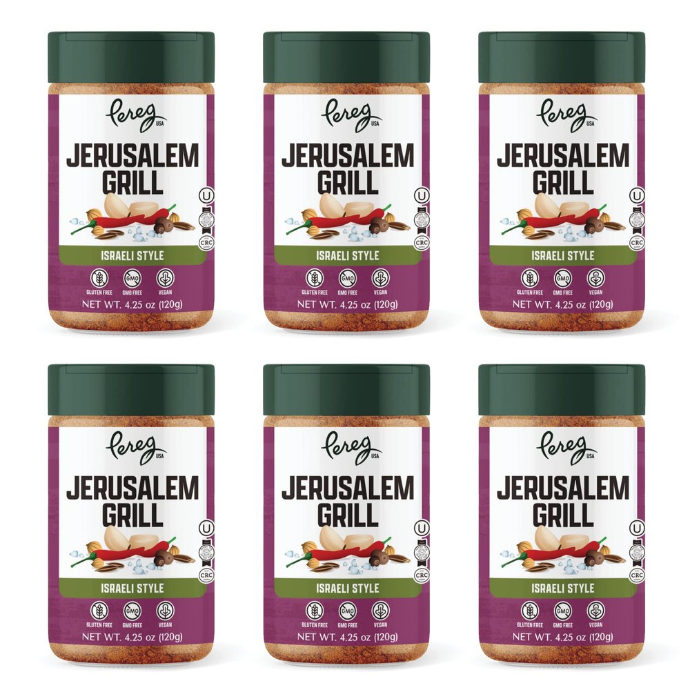 Pereg Jerusalem Spice Seasoning (4.25 Oz x 6 Pack) - Israeli Savory Spice Mix with Cumin, Coriander, Allspice, Garlic & Paprika Grilling BBQ Spice Rub - Non-GMO & 100% Natural