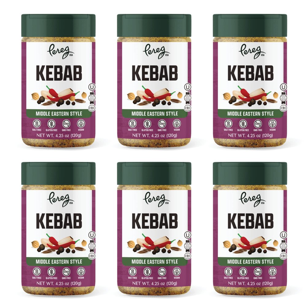 Pereg Mixed Spices - Kabab (4.25 Oz x 6 Pack) Kabab Seasoning with Paprika, Black Pepper, Garlic, Coriander & Cumin, Spice Mix for Doner, Adana, Shish Kabab | Non-GMO Verified | Mixed Spice Kabab Jar