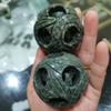 2" Natural Green Jade Stone Carved Nesting Baoding Balls, 2PCS Chinese Stress Balls Hand Therapy Exercise Balls Massage Balls M38 view 3