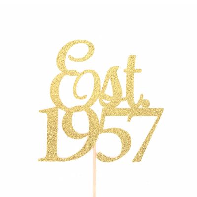 Atelier Elegance Est 1957 Cake Topper, Birthday Cake Topper, Anniversary Cake Topper