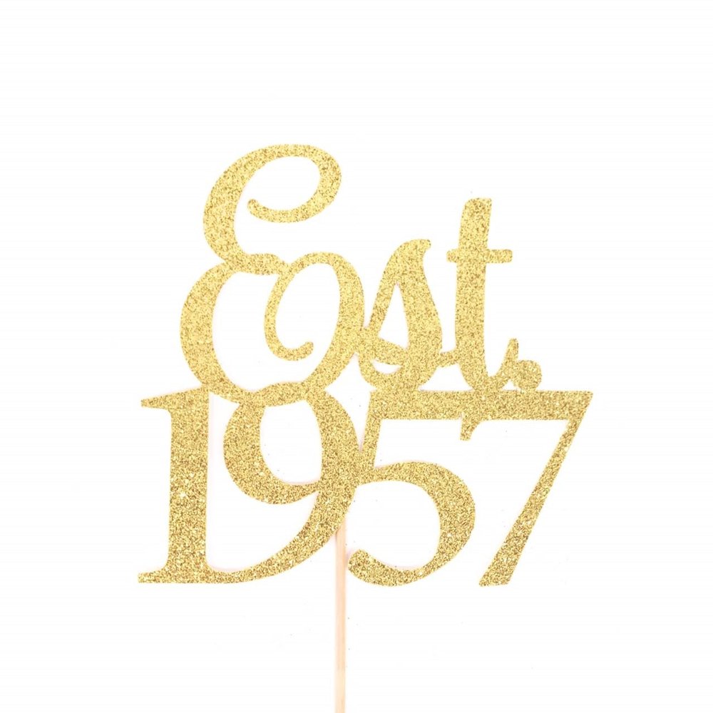 Atelier Elegance Est 1957 Cake Topper, Birthday Cake Topper, Anniversary Cake Topper