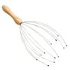 10inch Deluxe Comfort Portable Hand Held Scalp Head Massager  Alleviate Stress  Promotes Deep Relaxation  Light Weight Portable  Scalp Massager, Wood Handle Silver view 1