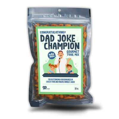 Dad Joke Champion Gourmet Trail Mix Congratulations Award for Dads Fathers Day Gag Gifts Cheesy Jokes Funny Humor Gifts for Mens Stockings Stepdad Brother