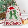 Personalized Santa Sack With Initial & Name - Set of 2 Custom Christmas Bags for Holiday Presents, 27" x 20" Canvas, Large Gift Sack - Delivery From Santa view 4