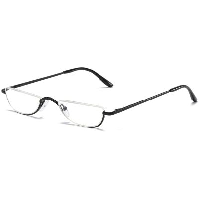 KOOSUFA Metal Half Moon Reading Glasses +1.0 Spring Hinge Half Frame Readers Eyeglasses for Men Women, Black
