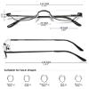 KOOSUFA Metal Half Moon Reading Glasses +1.0 Spring Hinge Half Frame Readers Eyeglasses for Men Women, Black view 2