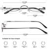 KOOSUFA Metal Half Moon Reading Glasses +3.0 Spring Hinge Half Frame Readers Eyeglasses for Men Women, Grey view 2