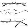 KOOSUFA Metal Half Moon Reading Glasses +3.0 Spring Hinge Half Frame Readers Eyeglasses for Men Women, Grey view 3