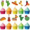 100 Pcs Fiesta Cupcake Topper Mexican Theme Cake Decoration Toppers Fiesta Party Decorations Mexican Decorations Taco Llama Sombrero Cactus for Summer Party Supplies view 1