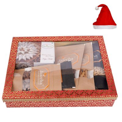 Jaiccha Ghasitaram Christmas Gifts Hamper Box 6 Goodies with Kaju Katlis