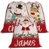 Set of 2, Personalized Santa Sack w/Drawstring - Name & Penguin, Deer, Snowman Designs - Custom Family Christmas Bag for Holiday Presents, 27" x 20" Canvas Santa Gift Bag - Delivery from Santa view 1