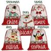 Set of 2, Personalized Santa Sack w/Drawstring - Name & Penguin, Deer, Snowman Designs - Custom Family Christmas Bag for Holiday Presents, 27" x 20" Canvas Santa Gift Bag - Delivery from Santa view 2