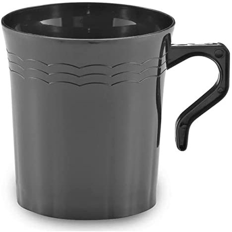 192 8 oz Plastic Coffee Cups Teacup Black Coffee Mugs Reusable Black Coffee Cup Recyclable Disposable Coffee Cups Plastic Coffee Mugs Cappuccino Cups Plastic Mugs Espresso Cups Tea Cups Wedding Party