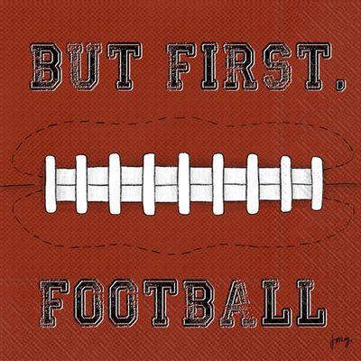 Boston International IHR 3-Ply 20-Count Cocktail Beverage Paper Napkins, 5 x 5-Inches, Football First