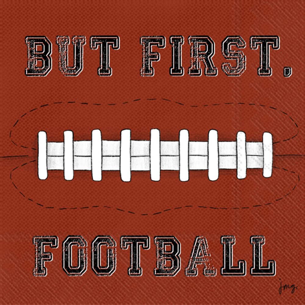 Boston International IHR 3-Ply 20-Count Cocktail Beverage Paper Napkins, 5 x 5-Inches, Football First