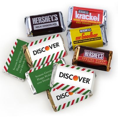 75ct Promotional Christmas Candy with Company Logo Miniatures Individually Wrapped Chocolate Office Holiday Party Favors - Corporate Item Giveaways