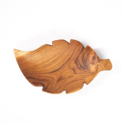 Rainforest Bowls Leaf Javanese Teak Wood Appetizer Plates- 7.5"x4.5"- Perfect for Everyday Use- Hot & Cold Friendly, Ultra-Durable- Custom Design Handcrafted by Indonesian Artisans