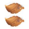 Rainforest Bowls Set of 2 Leaf Javanese Teak Wood Appetizer Plates- 7.5"x4.5"- Perfect for Everyday Use- Hot & Cold Friendly, Ultra-Durable, Premium Wooden Plates- Handcrafted by Indonesian Artisans view 1