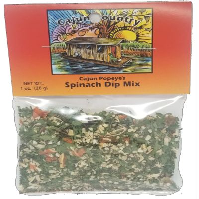 Cajun Country Cajun Popeye's Spinach Dip Mix, 1 Ounce Packet (Seasons 3 Cups of Dip - Salt-Free, No MSG, All Natural Ingredients)