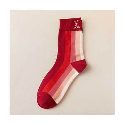 Chinese New Year Red Socks, Comfortable Natal Year Cotton Women's Socks, 1 Pair, 36-40 (Color : Style 6)