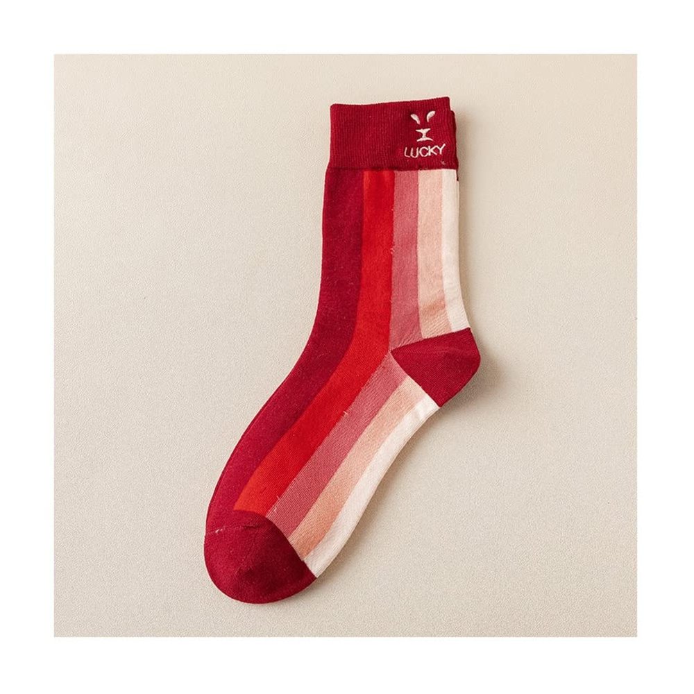 Chinese New Year Red Socks, Comfortable Natal Year Cotton Women's Socks, 1 Pair, 36-40 (Color : Style 6)