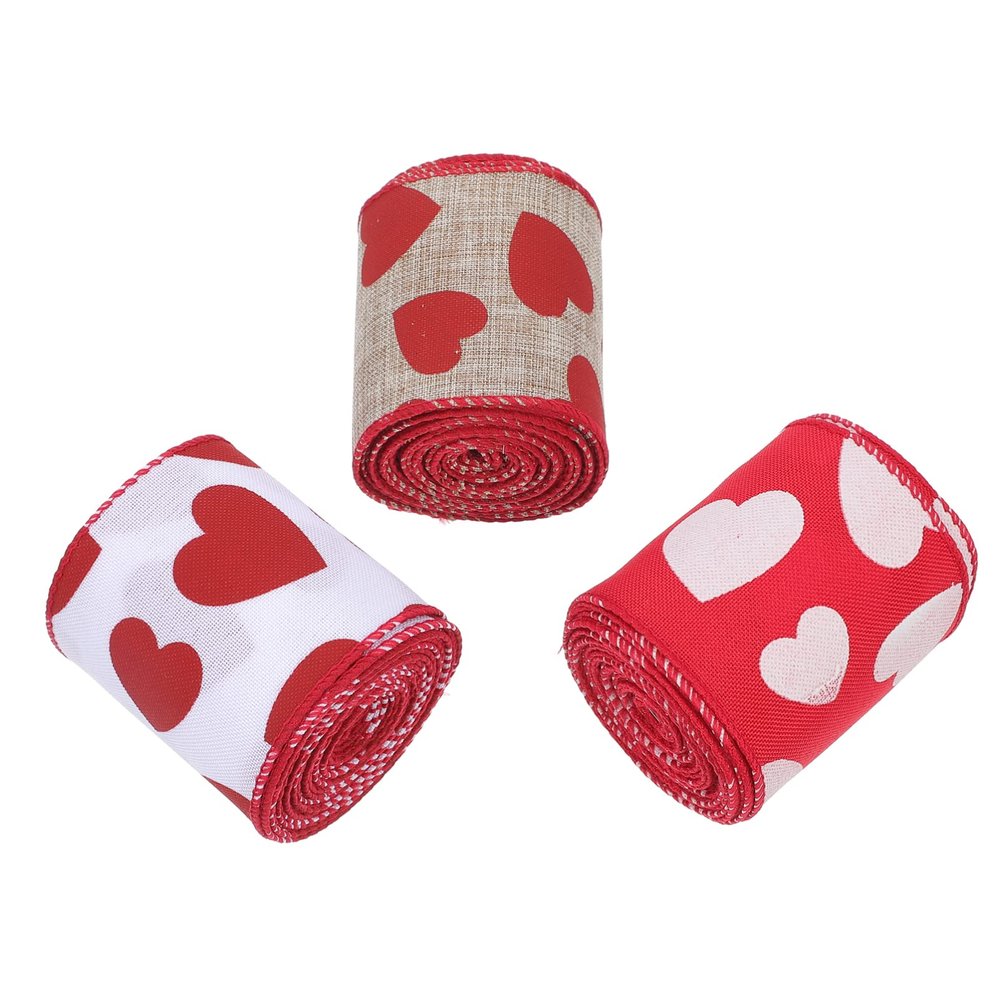 3pcs Heart Pattern Decorative Ribbon for Valentine Day and Weddings Lightweight and Easy to Store for Crafting Wrapping and Projects
